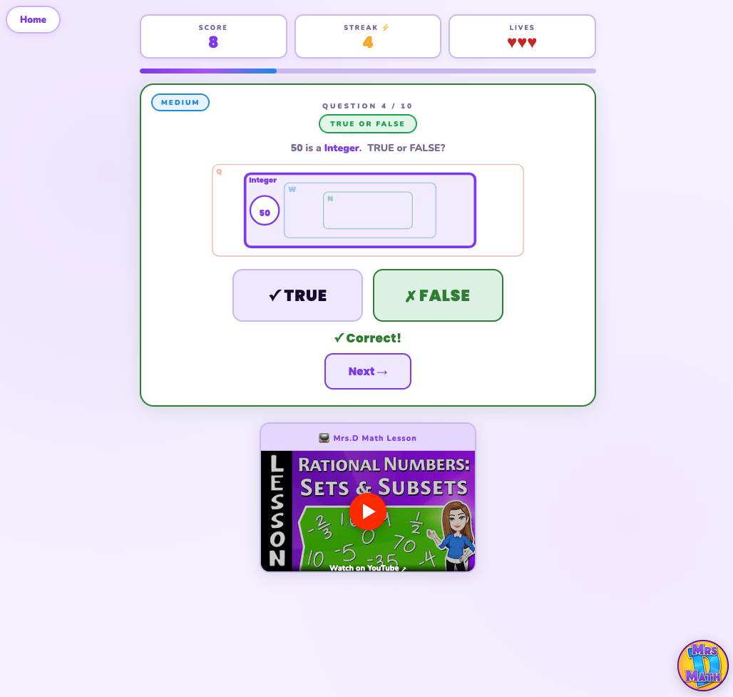 Number Sorter | Rational Numbers: Sets & Subsets | 7th grade