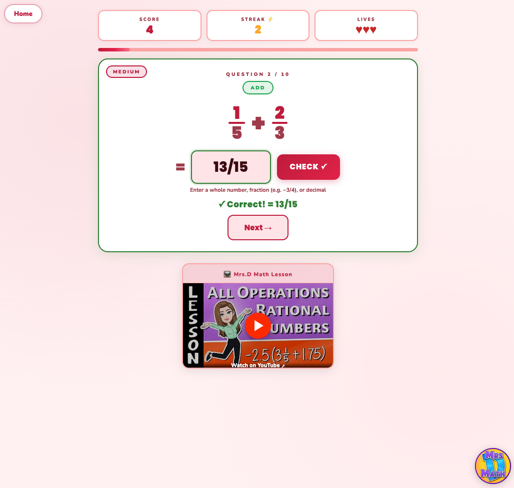 Ops Arena | All Operations Rational Numbers | 7th grade