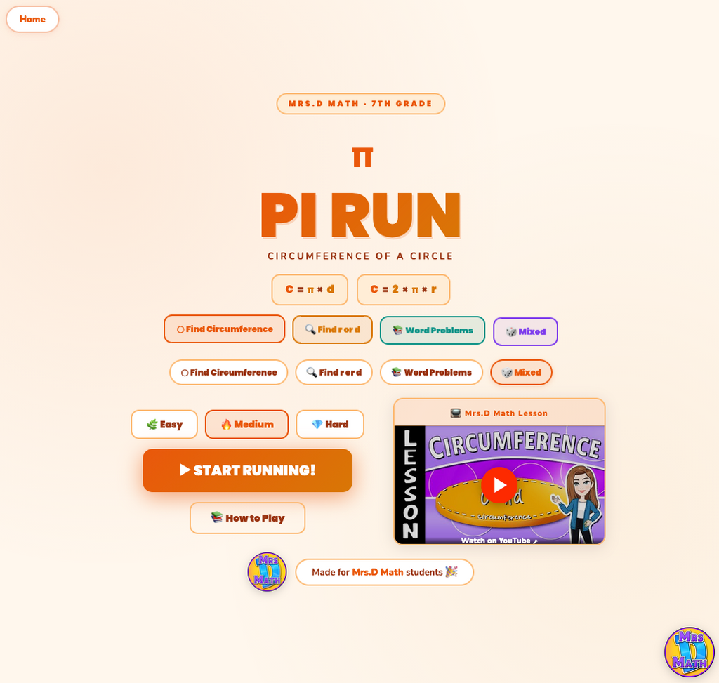 Pi Run | Circumference | 7th grade