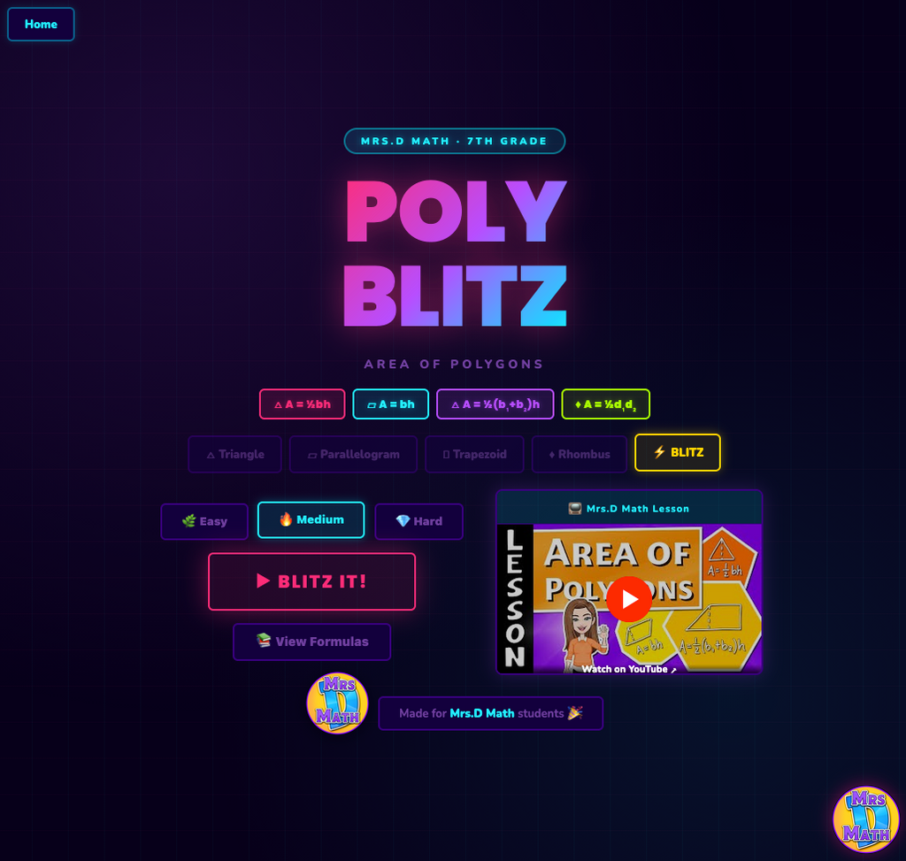 Poly Blitz | Area of Polygons | 7th grade