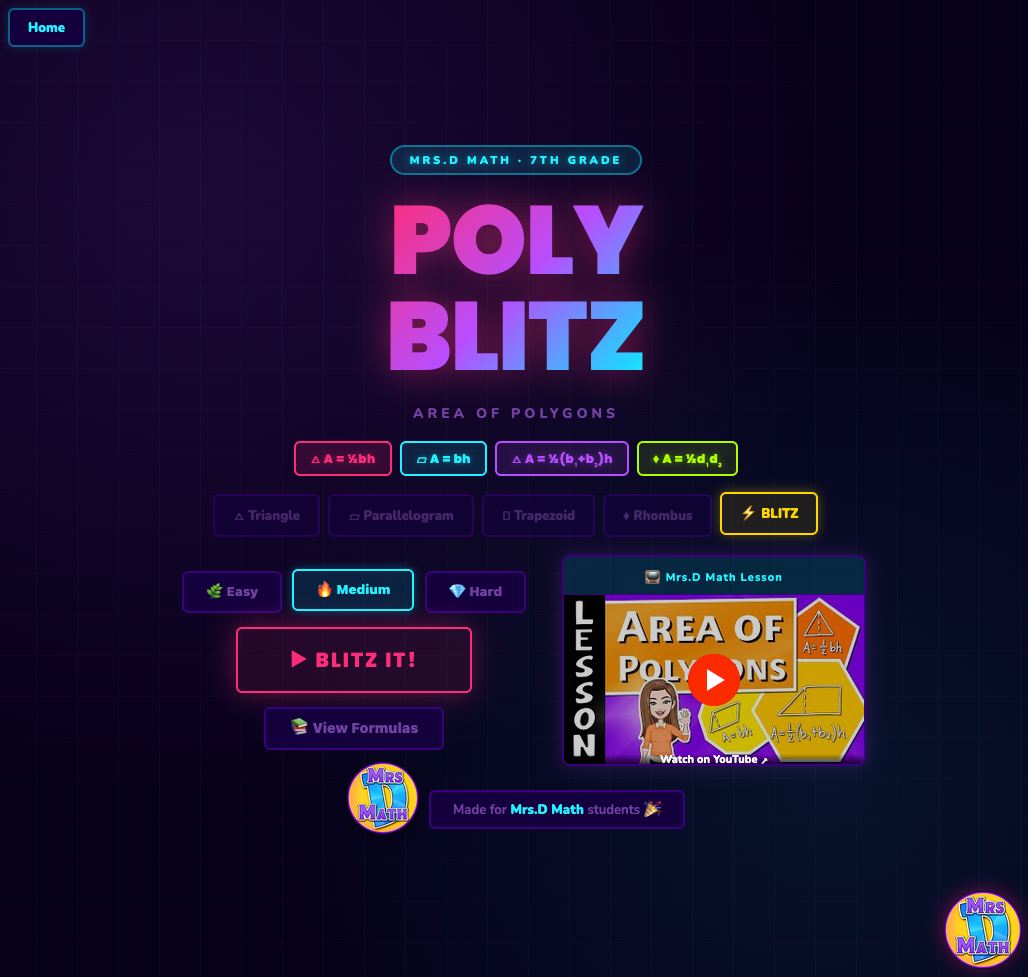 Poly Blitz | Area of Polygons | 7th grade