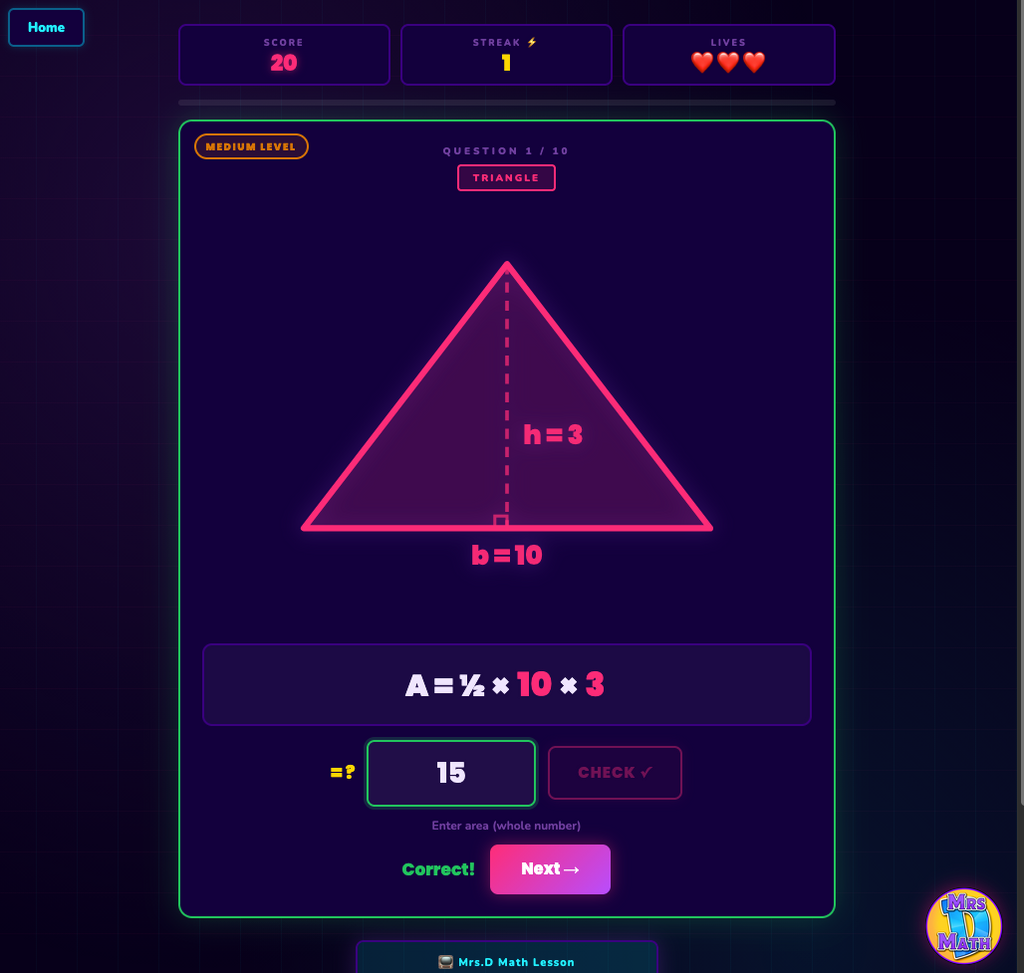Poly Blitz | Area of Polygons | 7th grade