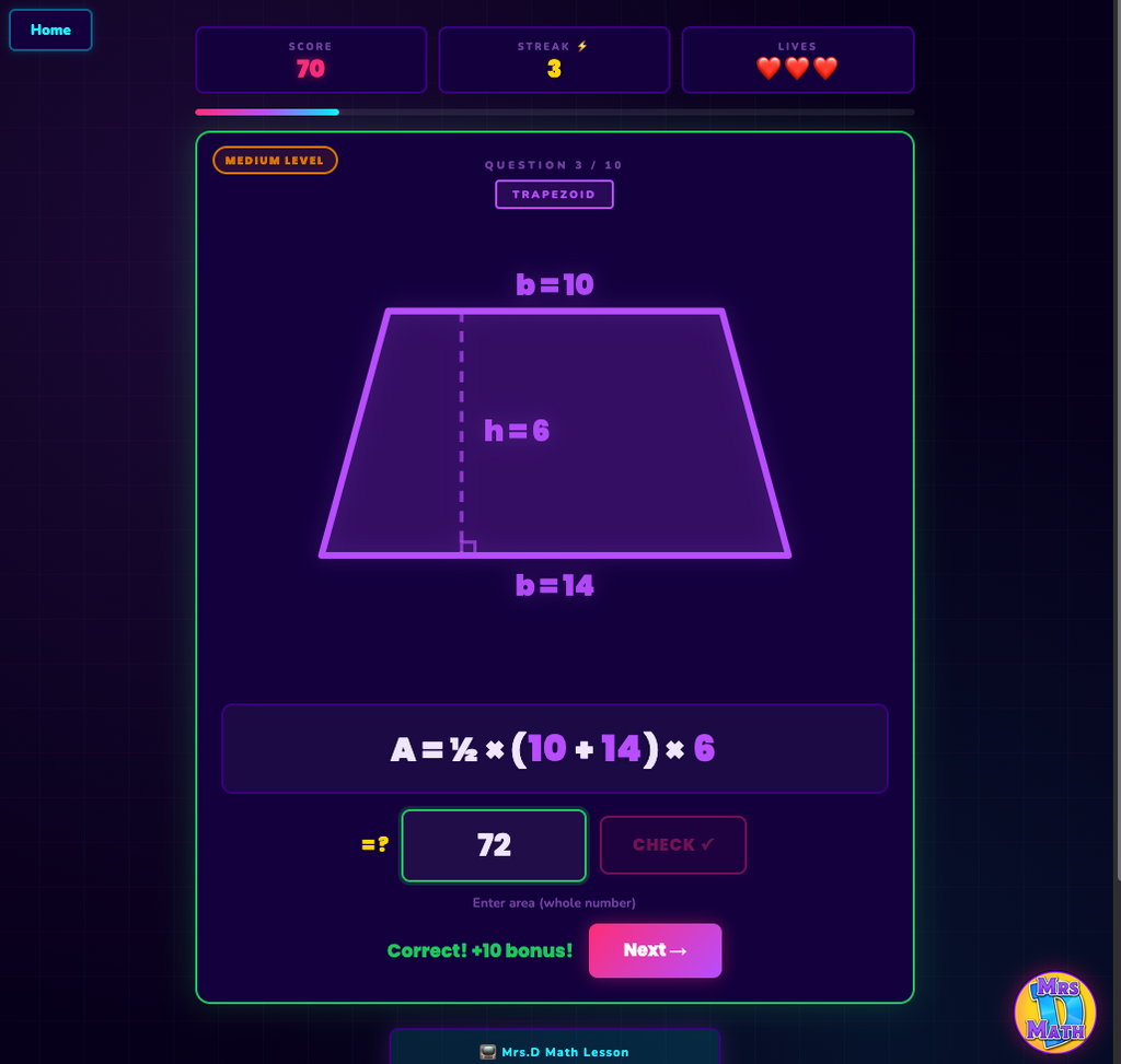 Poly Blitz | Area of Polygons | 7th grade