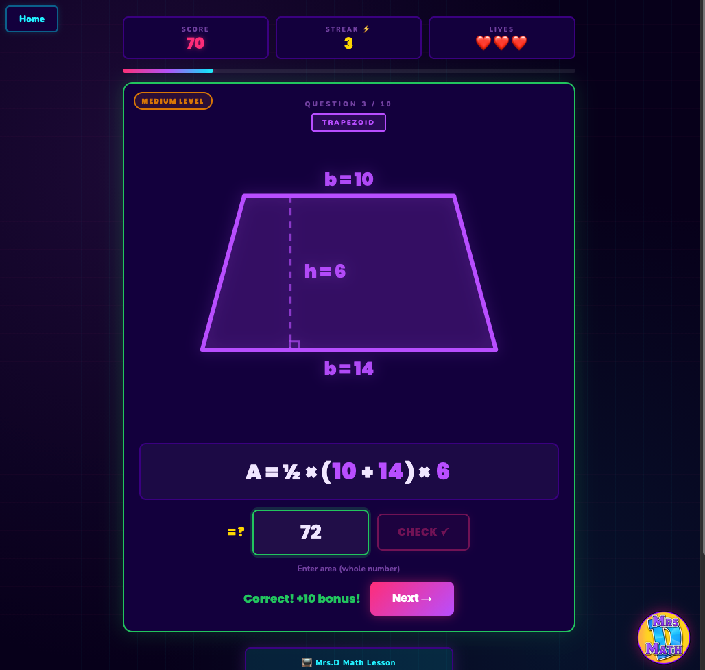 Poly Blitz | Area of Polygons | 7th grade