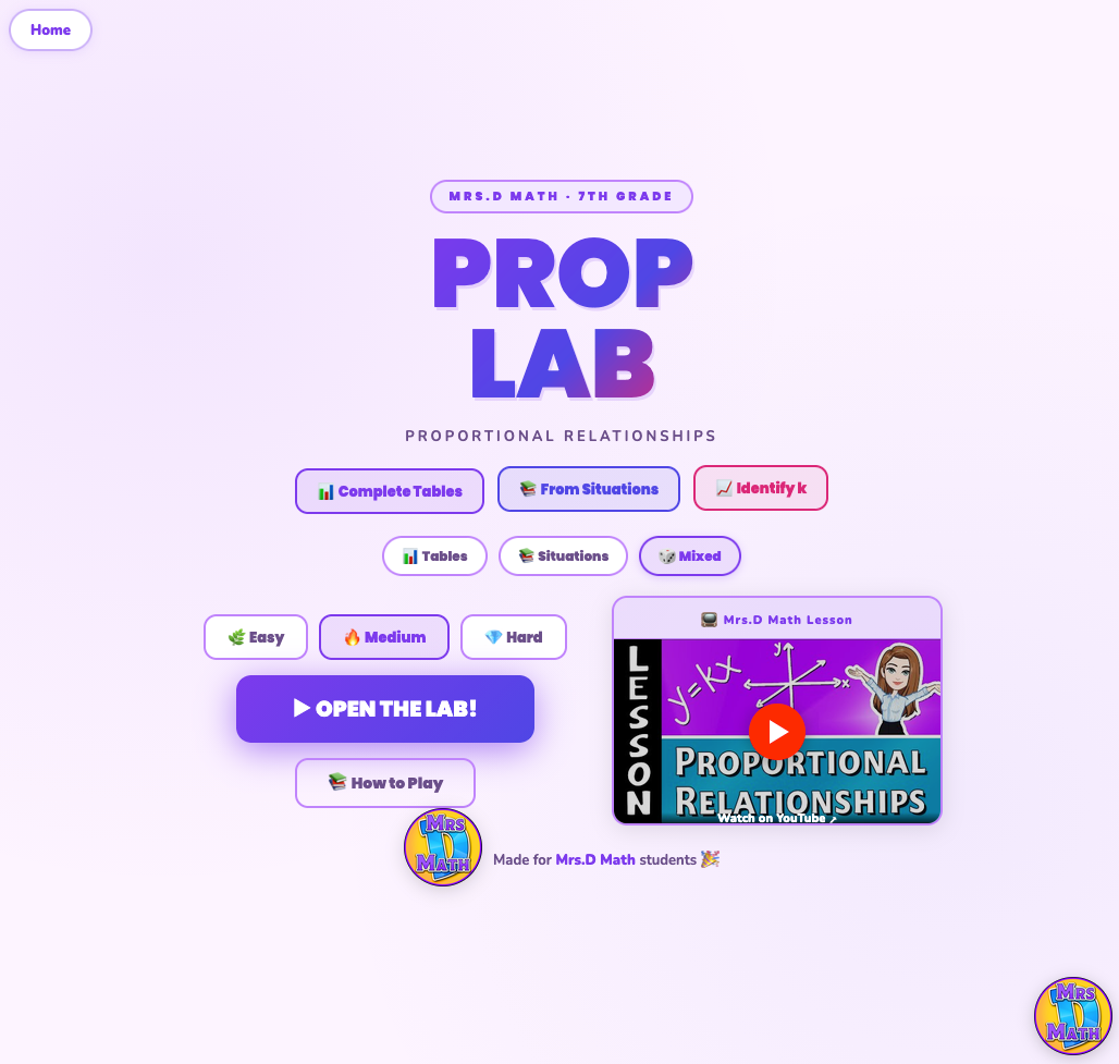Prop Lab | Proportional Relationships | 7th grade