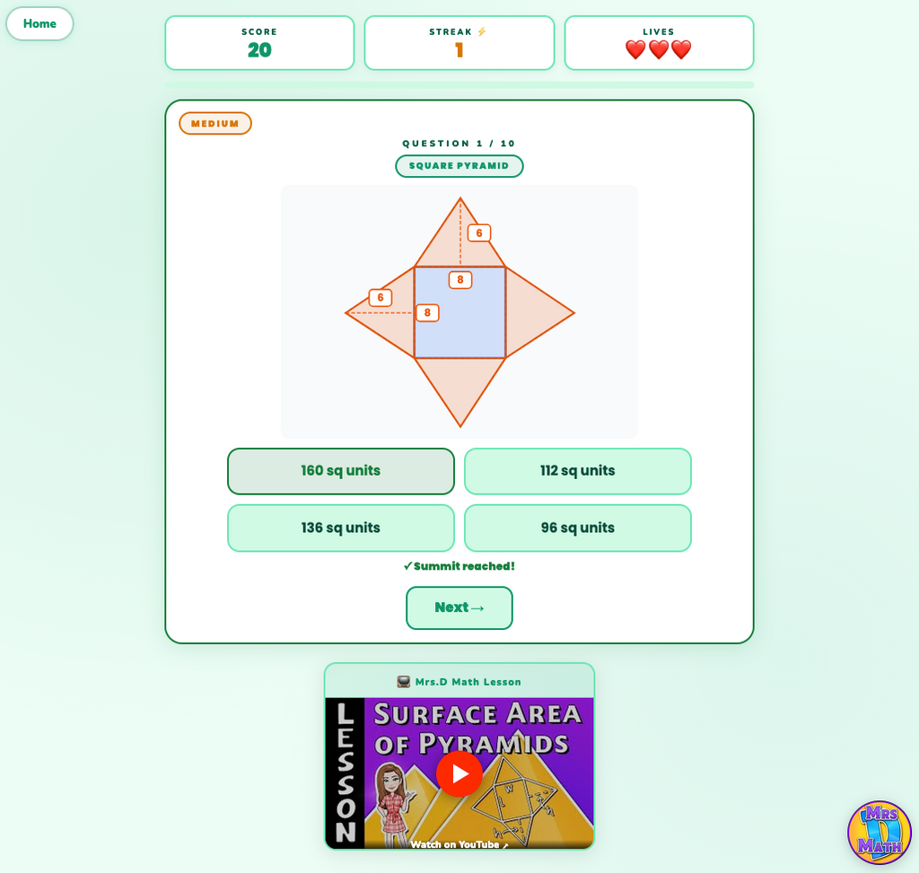Pyramid Peak | Surface Area of Pyramids | 7th grade