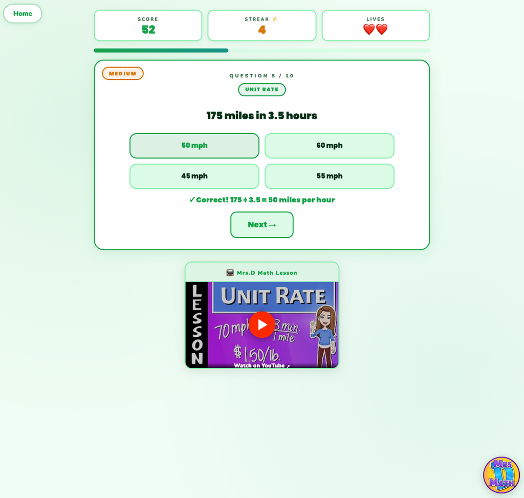 Rate Racer | Unit Rate | 7th grade