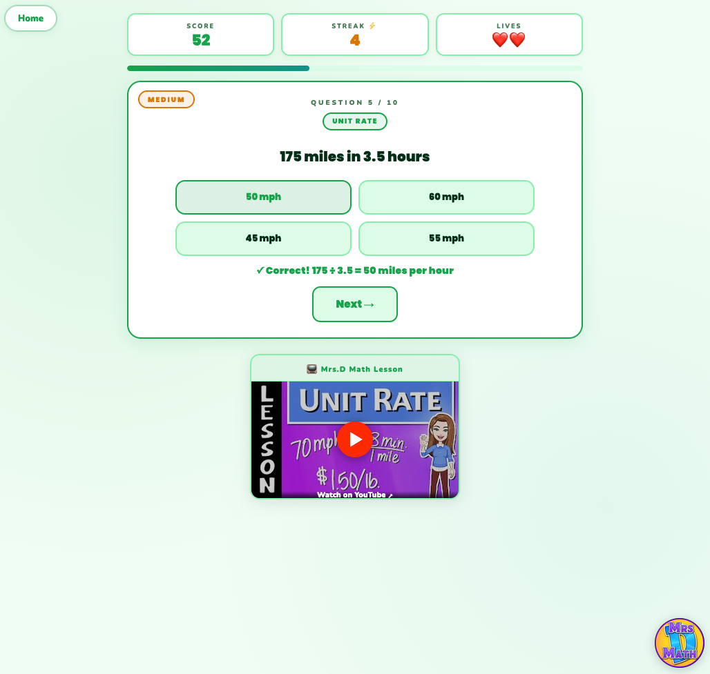 Rate Racer | Unit Rate | 7th grade
