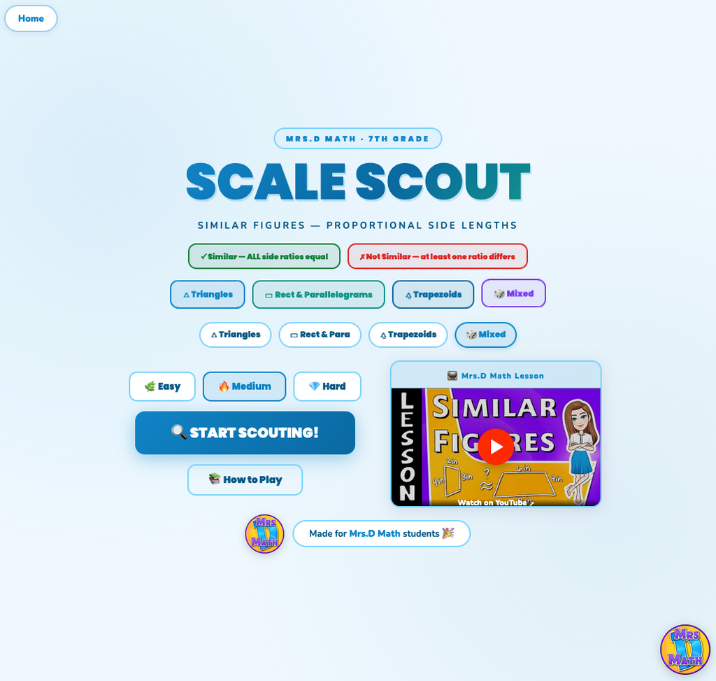 Scale Scout | Similar Figures | 7th grade