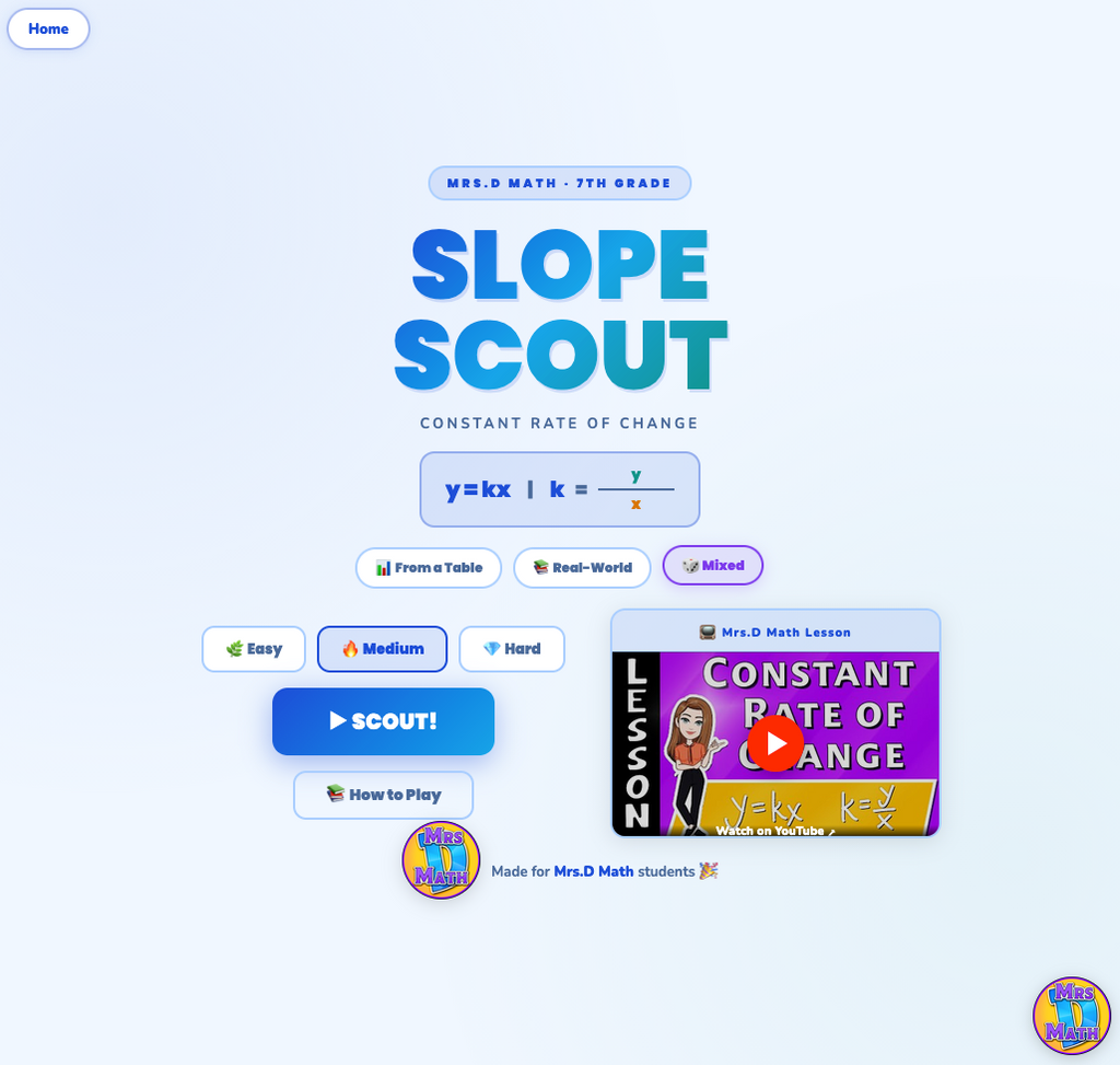 Slope Scout | Constant Rate of Change | 7th grade