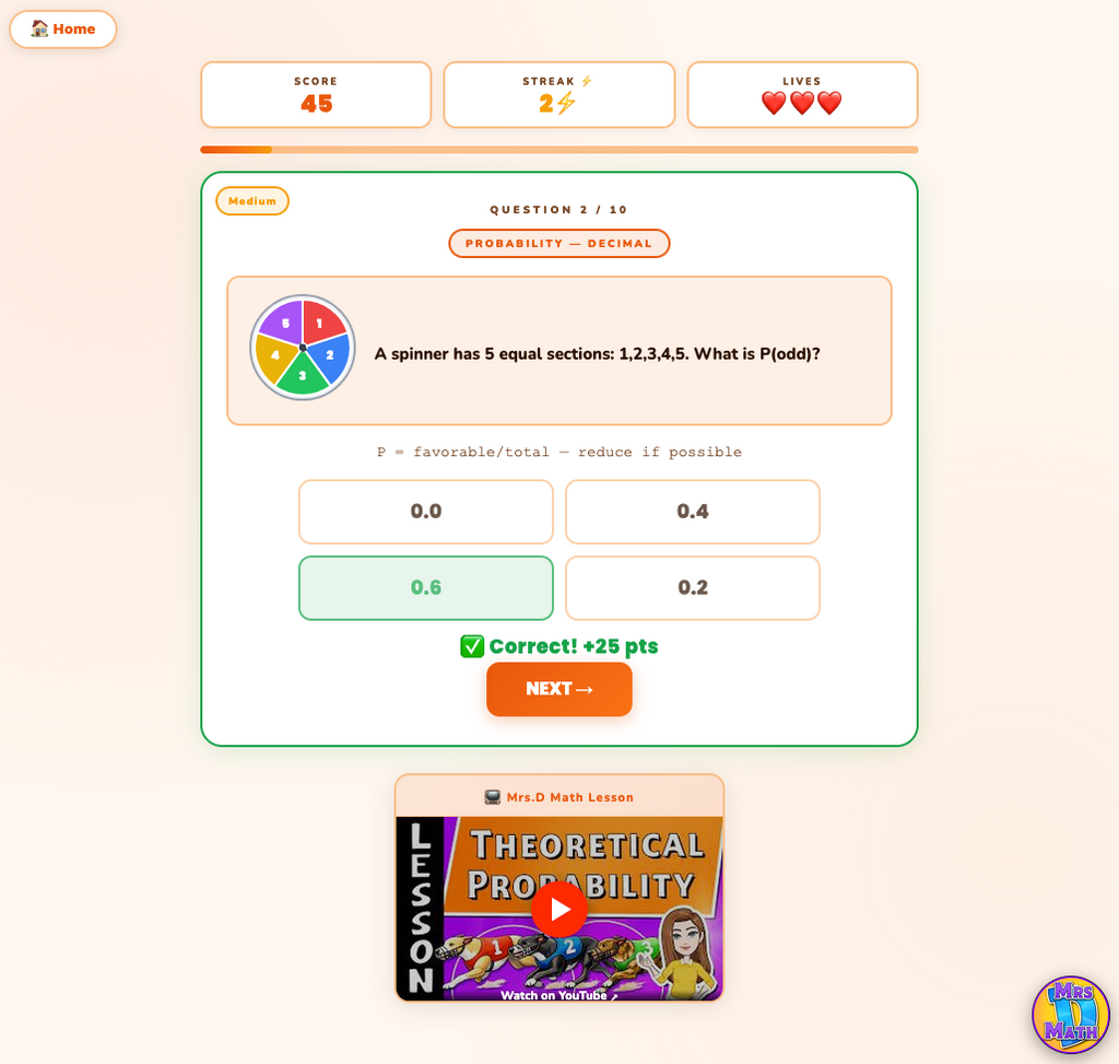 Theory Blaster | Theoretical Probability | 7th grade