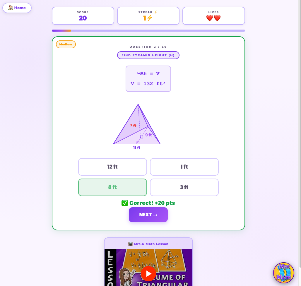 Volume Quest | Volume of Triangular Pyramids | 7th grade