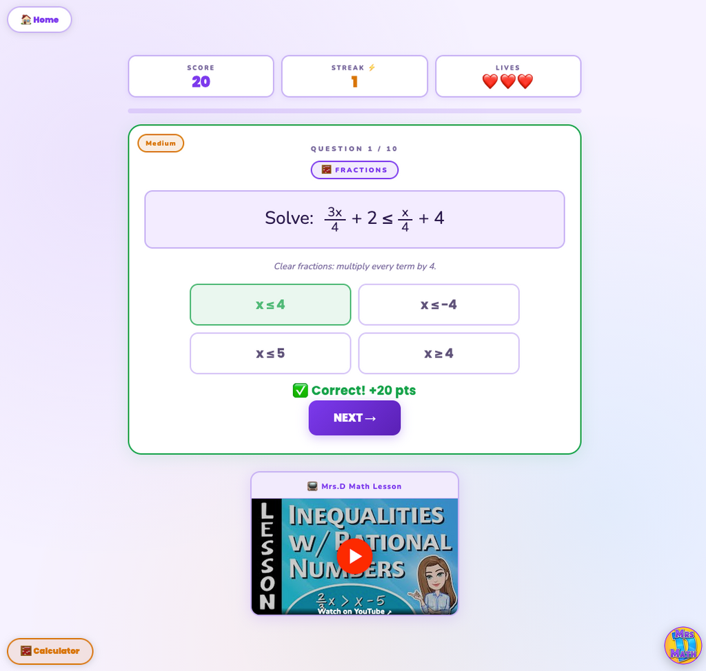 All Clear | Inequalities with Rational Numbers | 8th grade