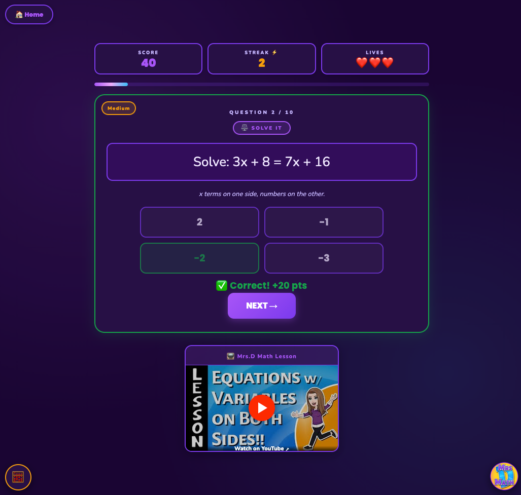 Balance Battle | Equations with Variables on Both Sides | 8th grade