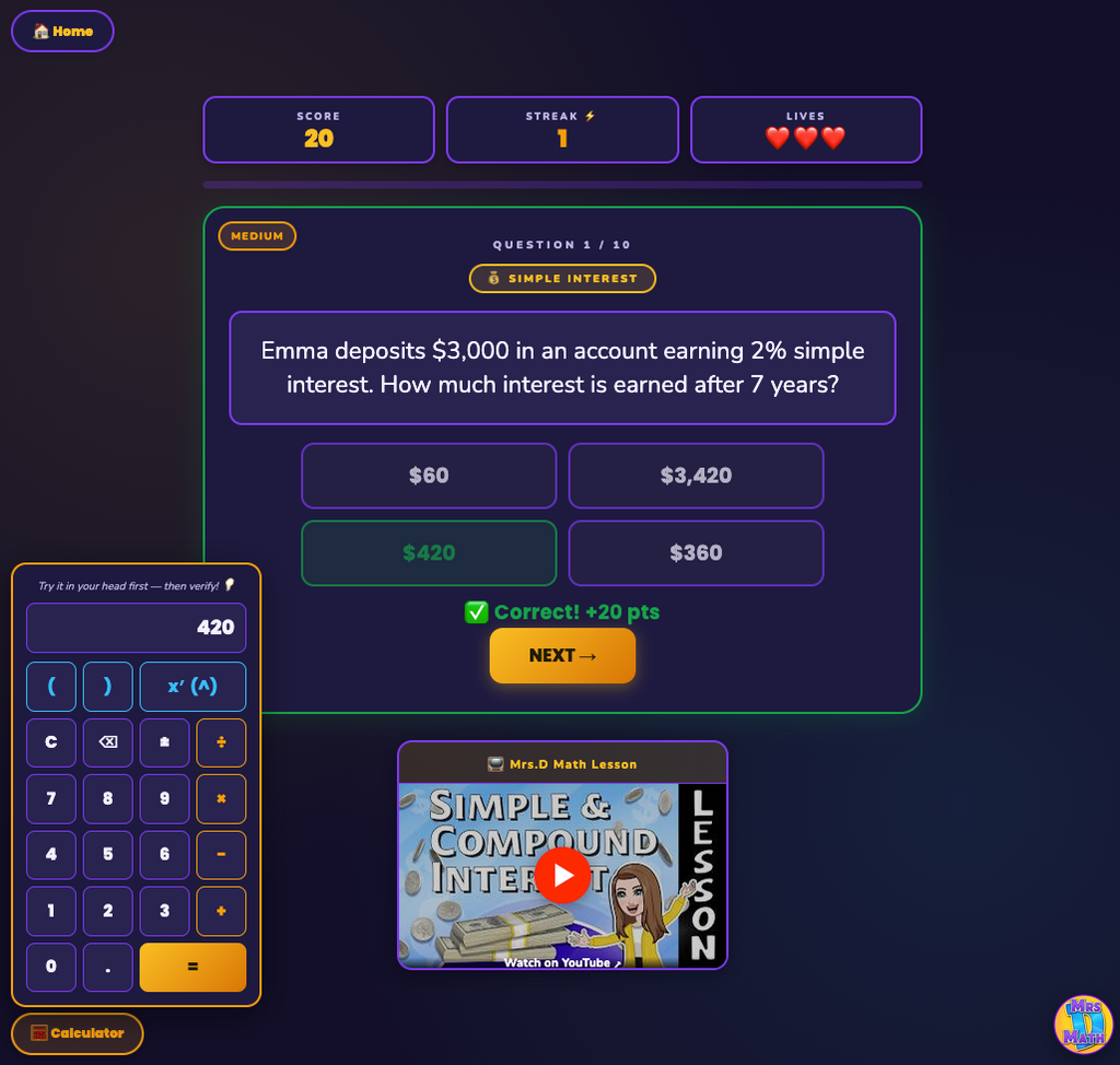 Bank Boost | Simple vs Compound Interest | 8th grade