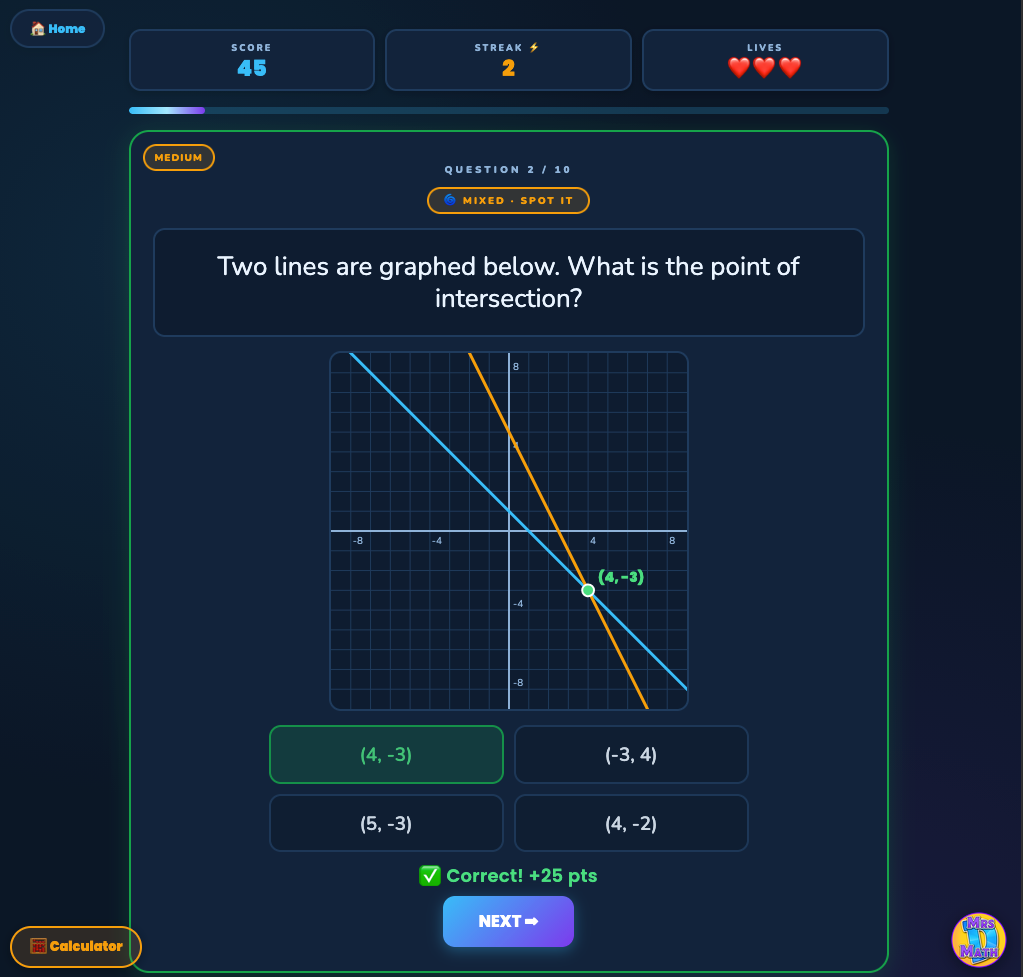 Cross Point | Solving Systems of Equations | 8th grade