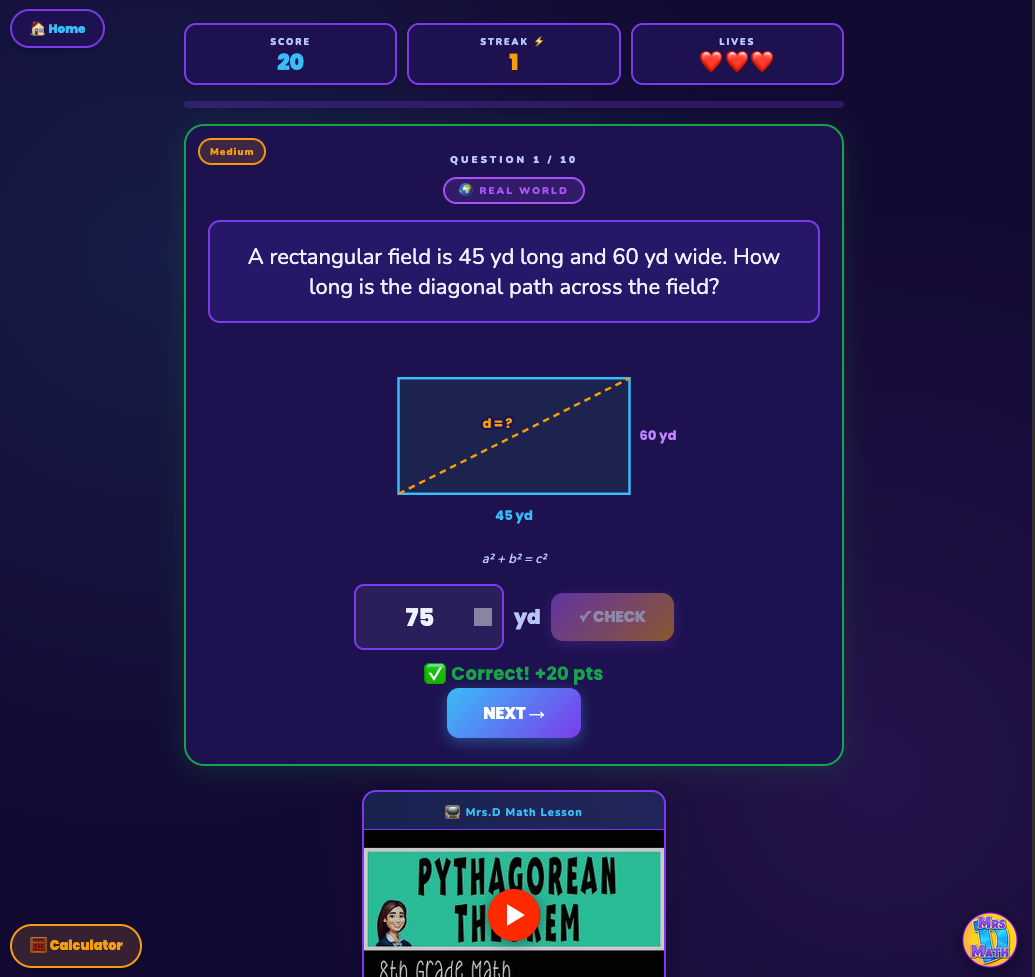 Hypotenuse Hero | Pythagorean Theorem | 8th grade