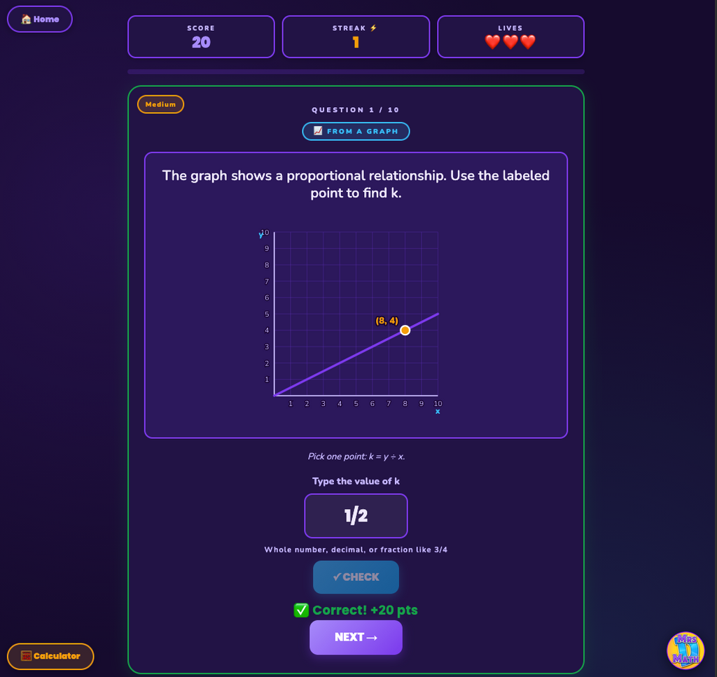 K Quest | Proportional Relationships | 8th grade