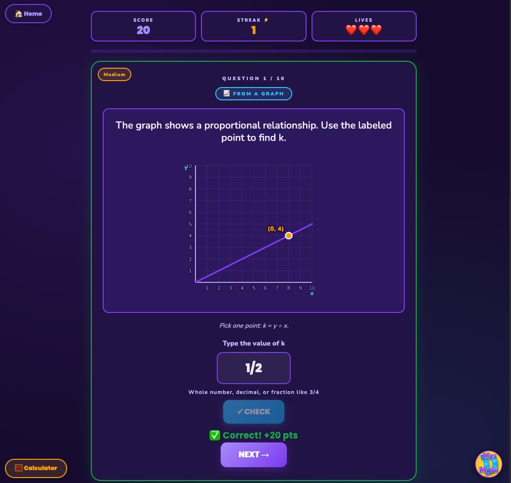 K Quest | Proportional Relationships | 8th grade