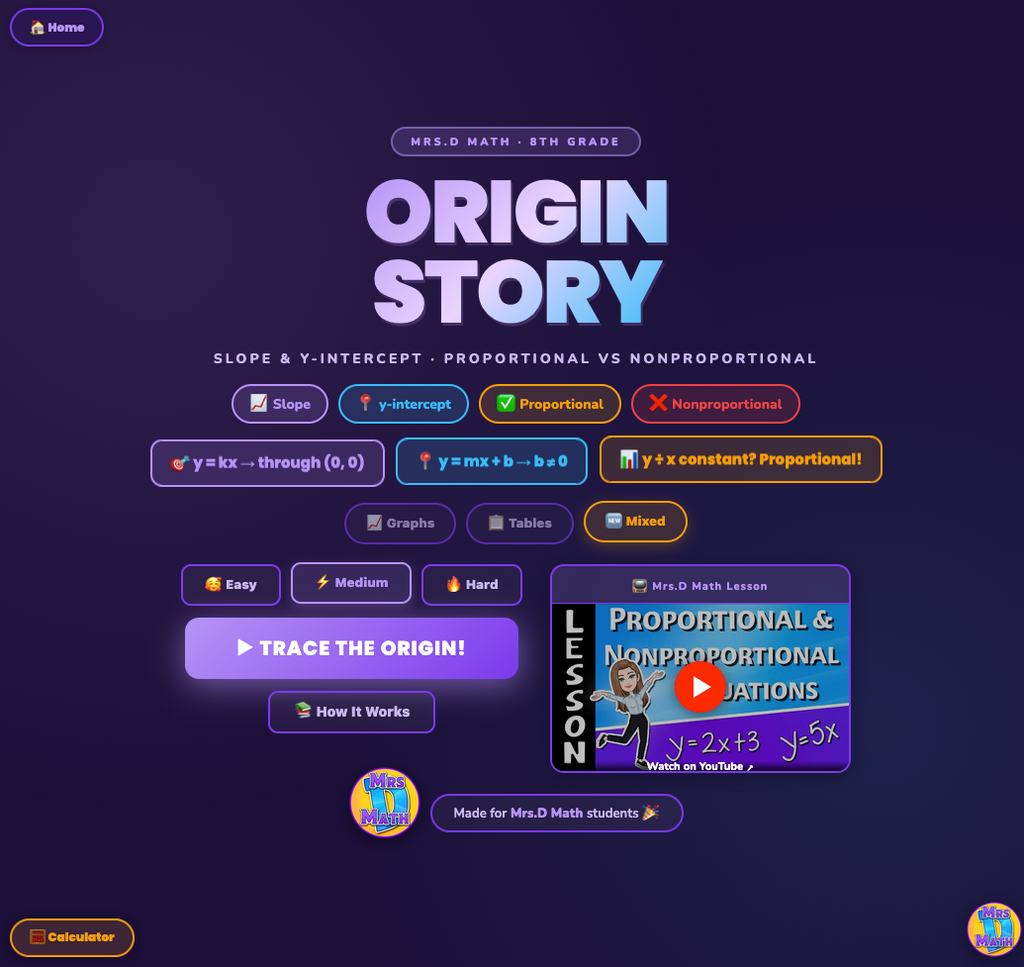 Origin Story | Proportional & Nonproportional Situations | 8th grade