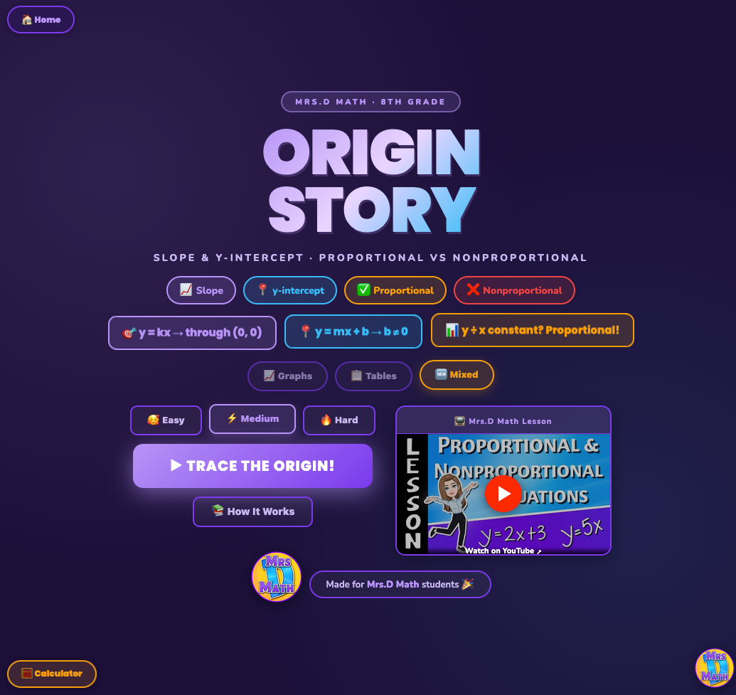 Origin Story | Proportional & Nonproportional Situations | 8th grade