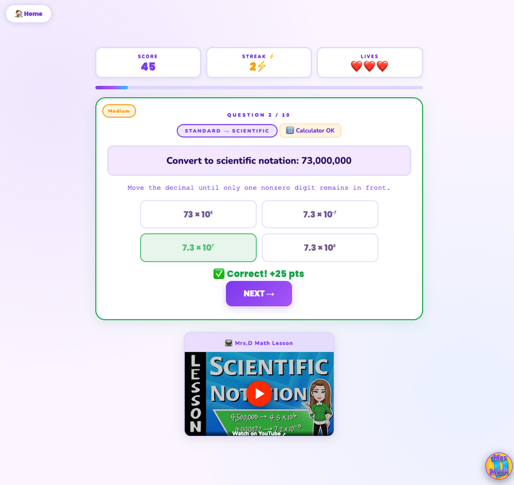 Power Shift | Scientific Notation | 8th grade