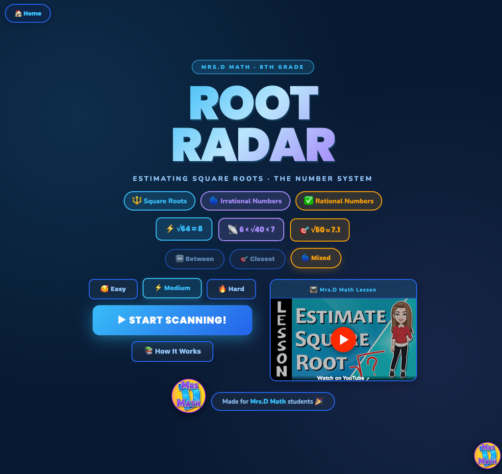 Root Radar | Estimate Square Root | 8th grade