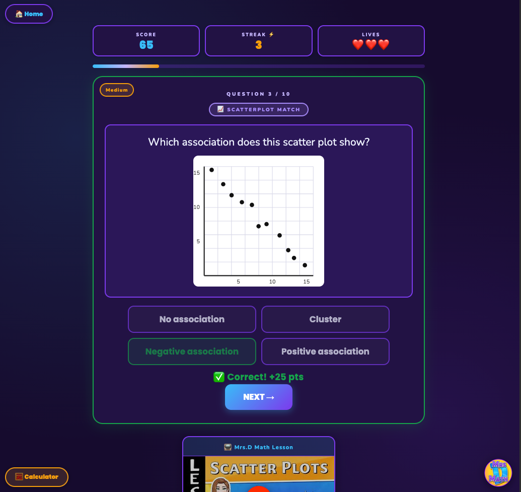 Scatter Squad | Scatter Plots | 8th grade