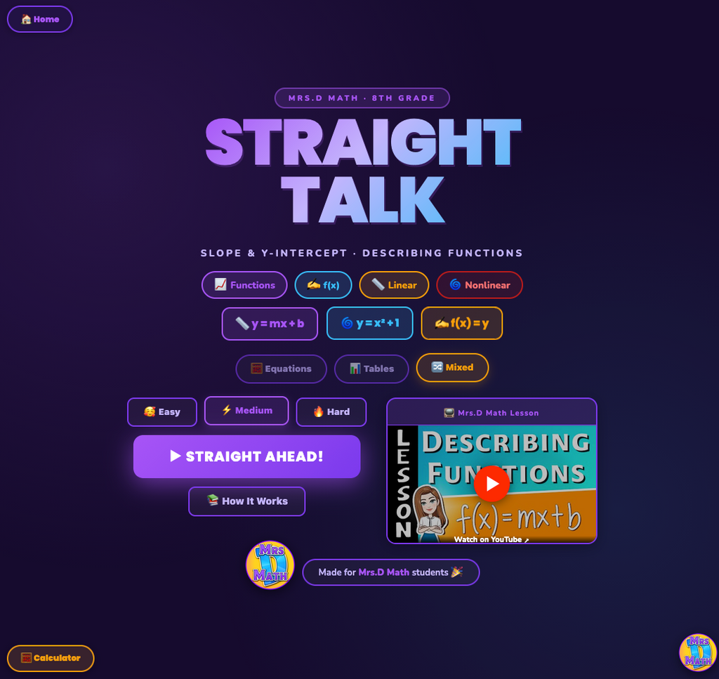 Straight Talk | Describing Functions | 8th grade