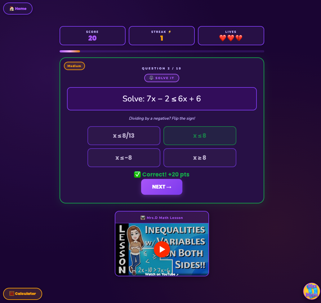 Tipping Point | Inequalities with Variables on Both Sides | 8th grade