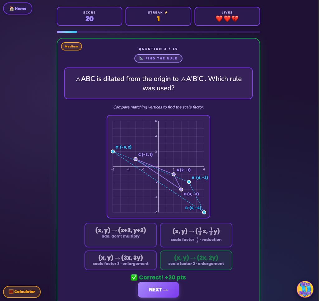 Zoom Zone | Algebraic Representations of Dilations | 8th grade