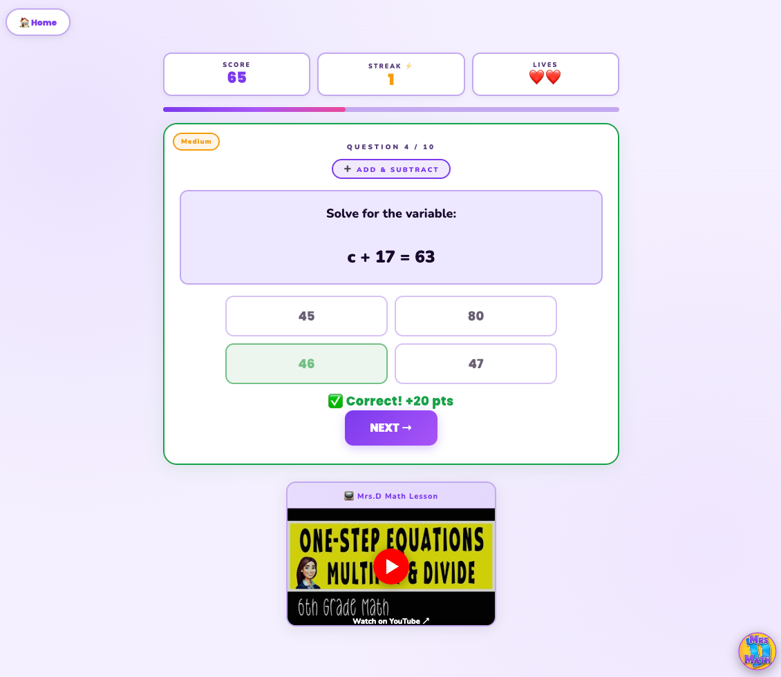 One-Step Wonder | One-Step Equations Multiply & Divide | 6th Grade