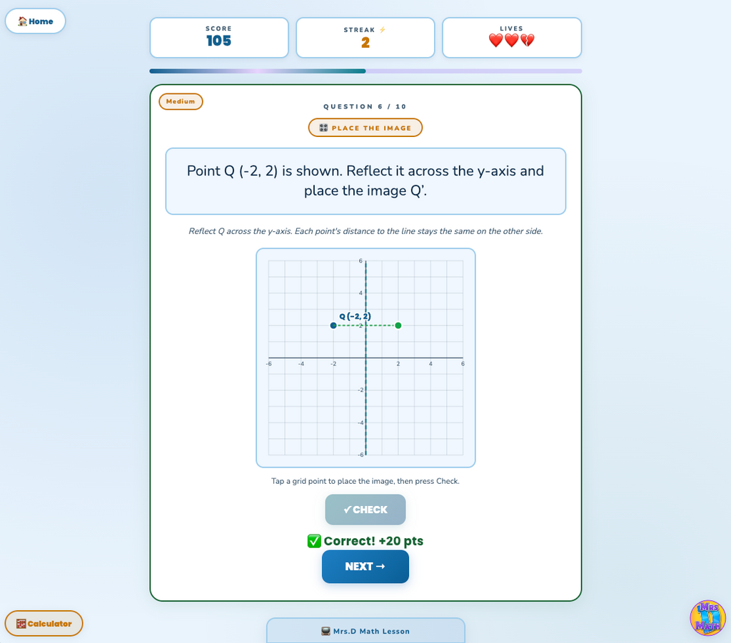 Flip Zone | Properties of Reflections | 8th grade